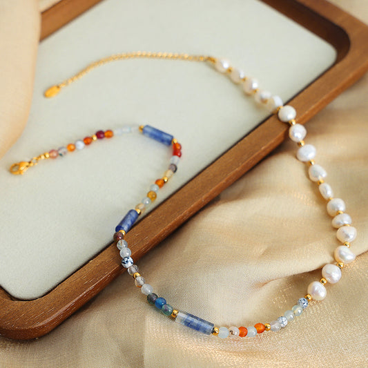 Manila Colored Beads and Freshwater Pearl Necklace