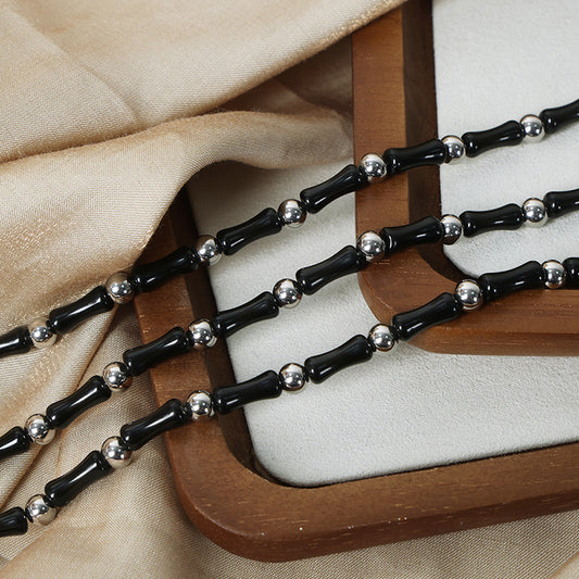 Poseidon Black Bamboo Style Necklace