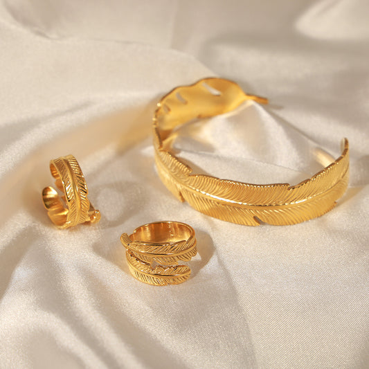 Olive Leaf Gold Bracelet & Ring