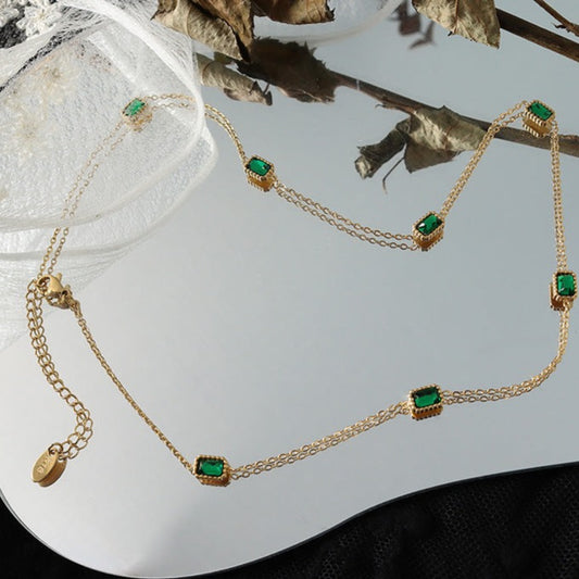 Gold and Green Crystal Choker Necklace